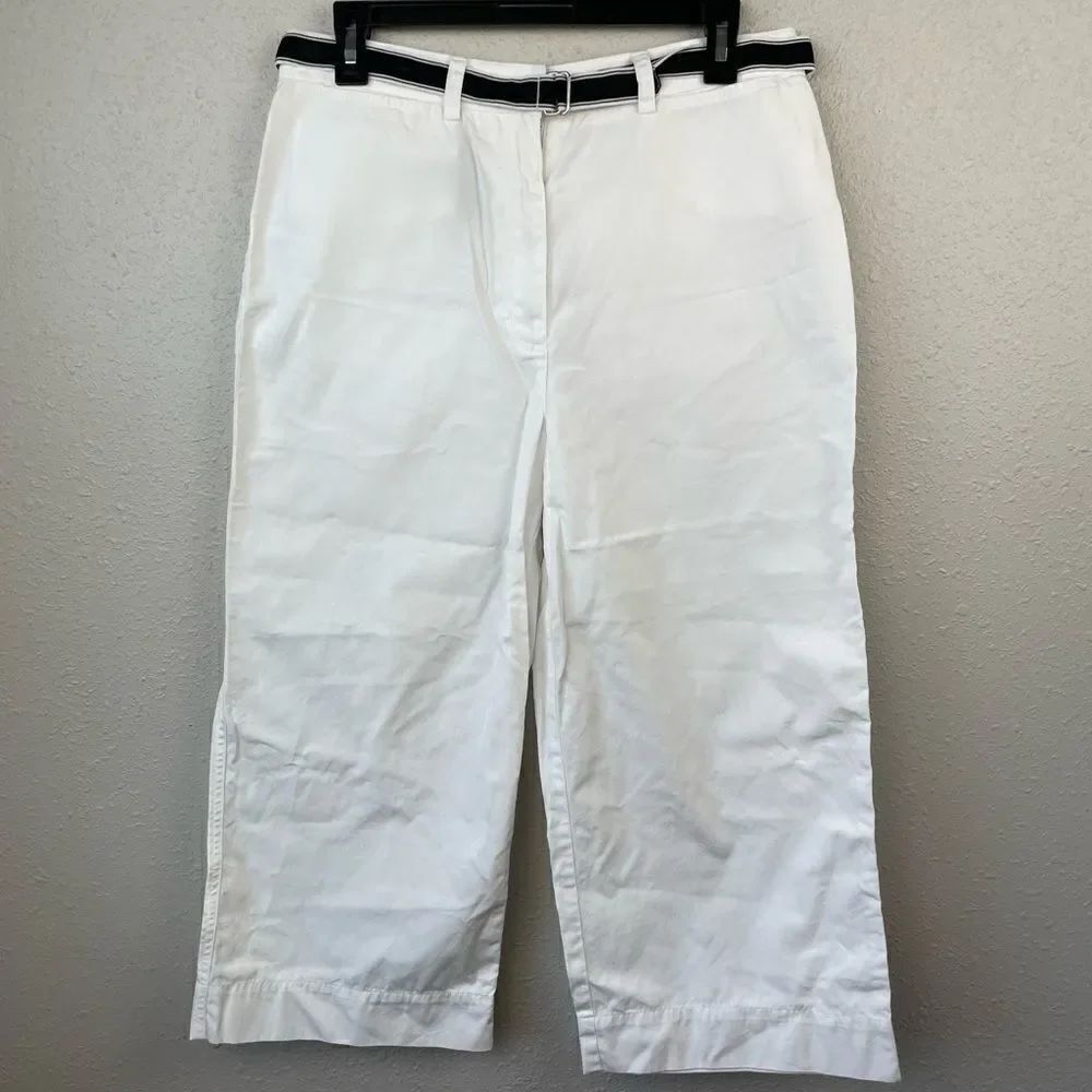 Lauren Ralph Lauren White Belted Cropped Pants Size 10 EUC